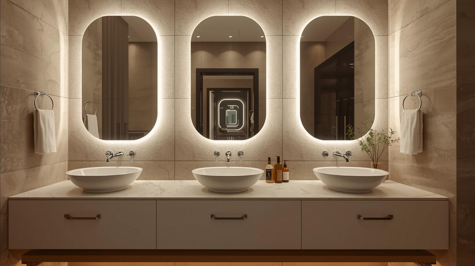 Mirror with integrated LED lighting Mirror with integrated LED lighting